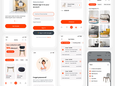 Furnitures Mobile App UI/UX ecommerce furniture ui mobile app ui ui design uiux xd