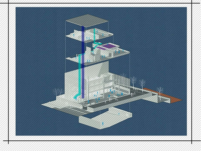 Exploded view architecture exploded illustration rendering