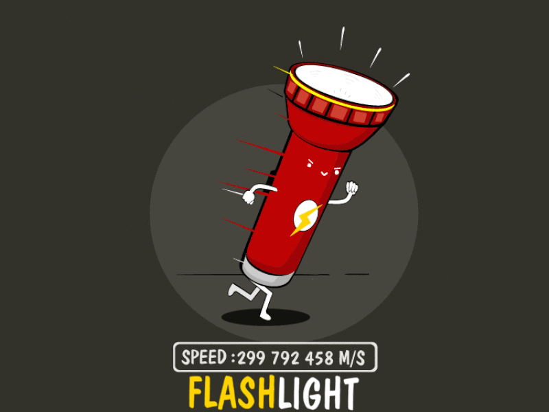 Flashlight animation darkness downsign flash funny graphic design humor light motion graphics night pun punny speed of light superhero touch light