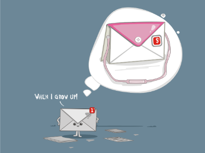 When i grow up art bag design downsign envelope funny illustration letter pun sam omo vector