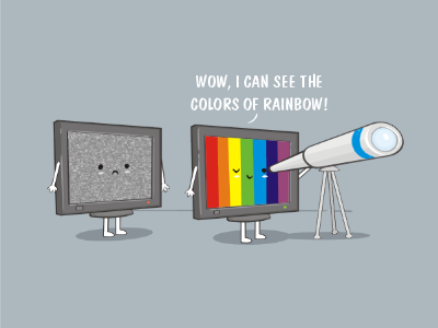 TeleScope art design humor illustration rainbow telescope television vector