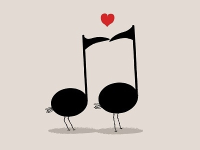 Musical art bird downsign eighth note illustration love music sam omo symbol