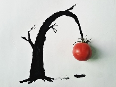 Fruitful downsign drawing fruit illustration ink lazy art sam omo tomato tree