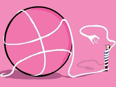 The Line basket ball downsign draft dribbble dribbble invites illustration invites line pink sam omo snake