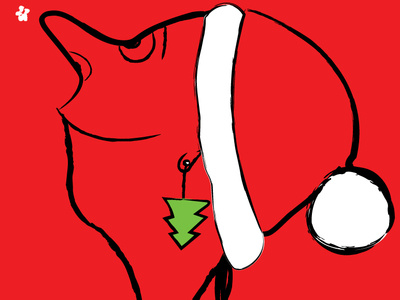 Christmas art christmas downsign illustrator red sam omo santa season sky tree