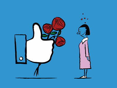 I Like You art downsign facebook flower hearts illustration like love relationship sam omo thumb up