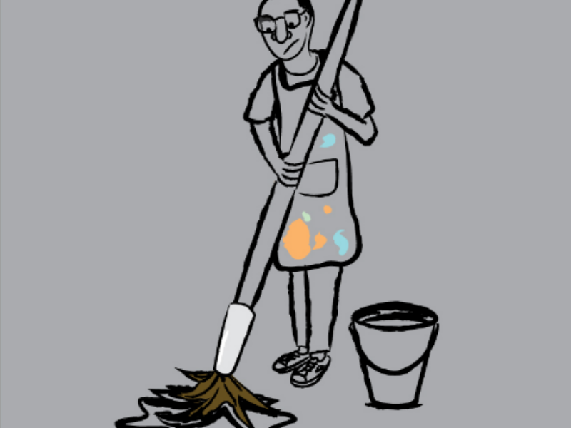 Creative Mess downsign sam omo designer illustrator artist brush pallet art cleaning water paint bucket