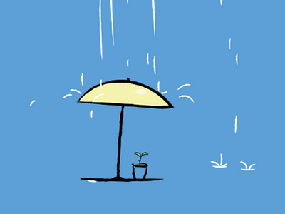 Overprotective clouds downsign drops illustration plant rain sam omo tree umbrella weather