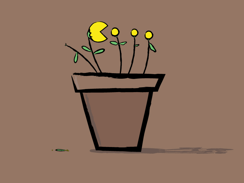 (H)ate animation art downsign flower gif leafs pacman plant sam omo