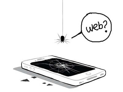 Web? 🕸️🕷️🤔 broken downsign illustration insect mobile mobile web net screen spider web wondering