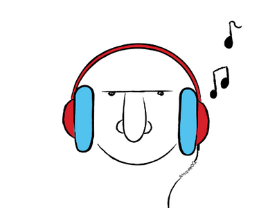 Walkman audio downsign eighth note headphone illustration music radio walkman