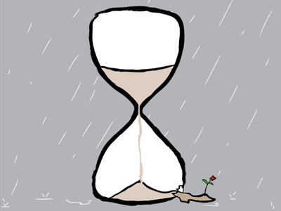 Breaking Limit conceptual downsign flower hourglass illustration limit plant rain sam omo sand sand of time time