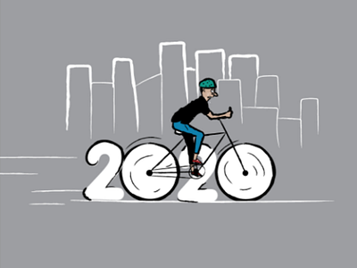 2020 2020 bicycle downsign new year ride transportation