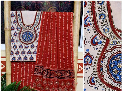 Ajrakh Dress Material Online SSEthnics ajrakh cotton fabric ajrakh dress materials ajrakh dupatta ajrakh fabric ajrakh saree old tradition craft