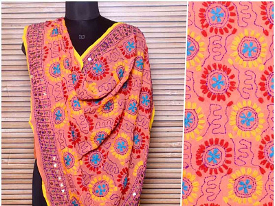 Phulkari Dupatta Online SSEthnics authentic and embroidery dupatta chanderi silk dupatta dupatta phulkari dupatta traditional clothing traditional dupatta