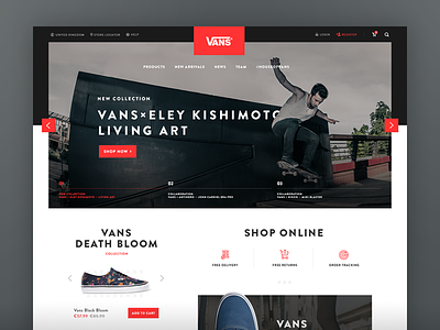 Vans Redesign Concept black clean ecommerce eshop minimal red shoes shopify typography ui ux vans