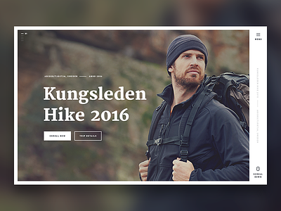 Kungsleden Hike 2016 - Landing minimal outdoor single page typography ui ux
