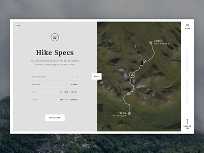 Kungsleden Hike 2016 - Hike Specs interactive map minimal outdoor single page typography ui ux