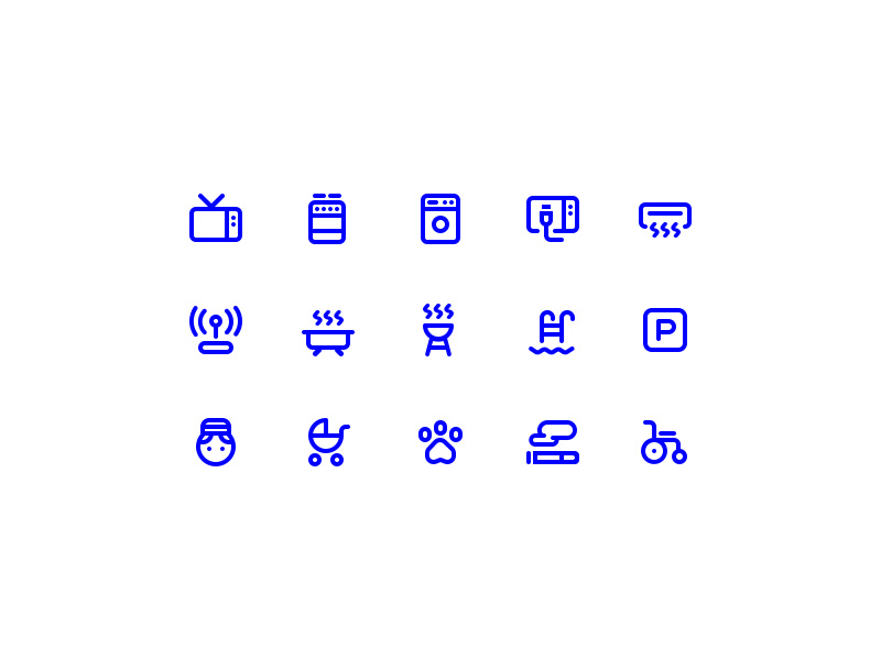 GoBornholm - Accommodation Facility Icons features room booking accommodation facility ui set icon