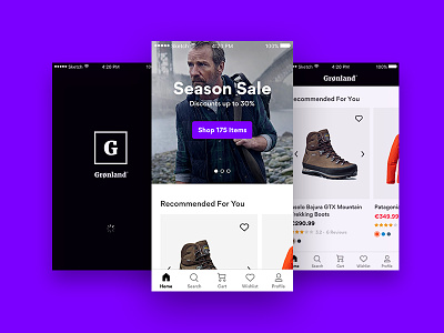 Grønland – Outdoors eCommerce App app ecommerce eshop gordita ios outdoors product shopify ui ux
