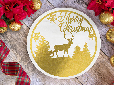 Merry Christmas sign with Deer in Wood christmas christmas card christmas tree deer merry merry christmas merry xmas merrychristmas