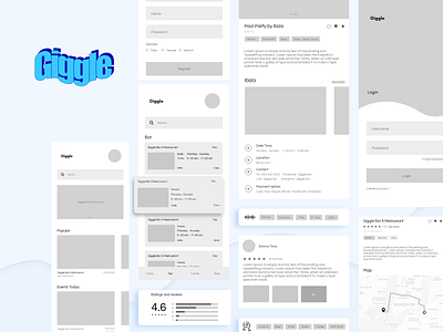 Giggle — Bar & Restaurant Wireframe Mobile App