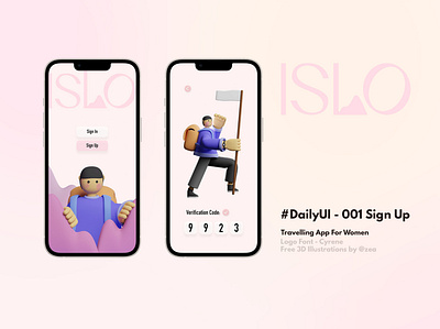 Islo - Travelling App For Women #DAILY UI - 001 Sign Up design ui