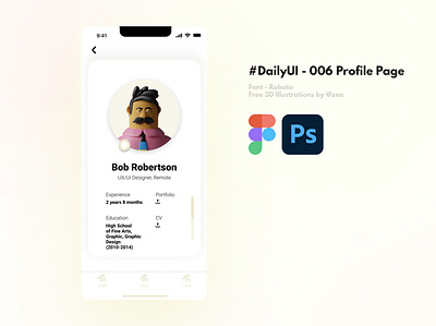 #DailyUI - 006 Profile Page design ui