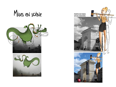 Mise en scène croquet design dragon fond noir et blanc illustration incrustation personnage photography photoshop phtoshop
