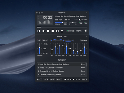 winamp app application concept dark design figma macos music player ui winamp