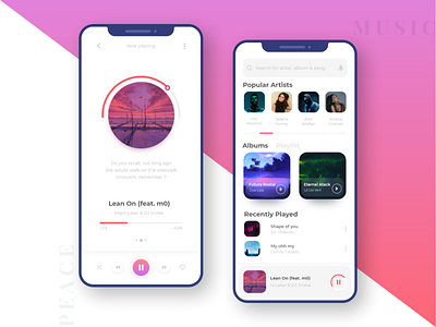 ~ MUSIC APP` android app art background colors dailyuichallenge design fun gradient iphone love mobile ui mockup music ui uiux