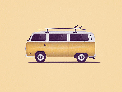 The Parking Lot bus halftone illustration peaches and cream surf surfboard texture vw