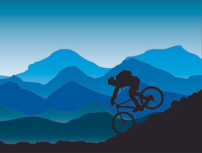 Mountain Bike Ride animation blue branding design icon illustration landscape logo mountain mountain bike mountain logo sky typography ui ux vector