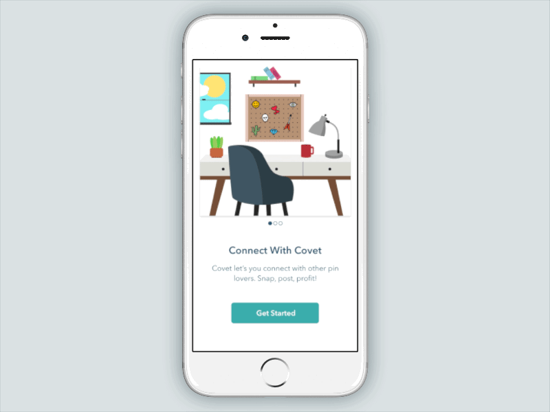 Covet Onboarding Tour animation flinto onboarding sketch tour