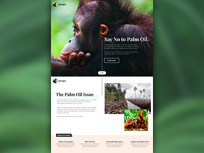 Pongo Palm-Oil Free Products Landing Page e commerce environment sketch social good website wildlife