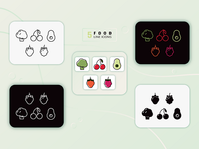 Five healthy food icons. design graphic design icon illustration ui vector