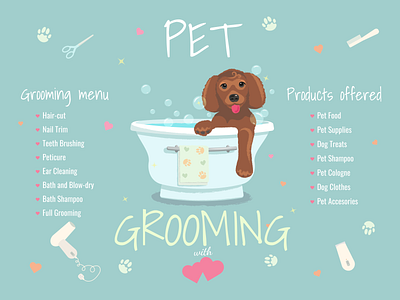 Poster for a grooming salon. design dog graphic design grooming grooming salon illustration pastel colors poster vector