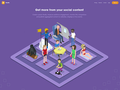 Waaffle animation illustration saas social website