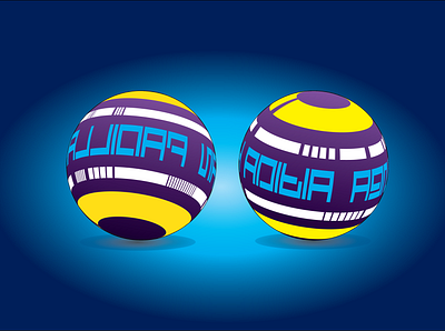 Bola 3D dengan nama animation design illustration logo vector