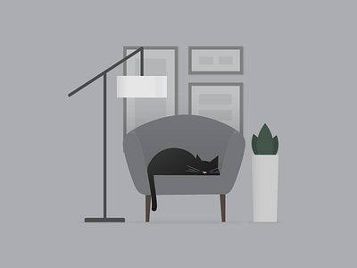 Cat Nap cat chair design feline illustration interior vector