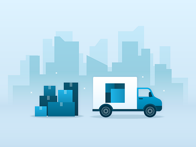 Moving To The City boxes building city design illustration storage truck vector