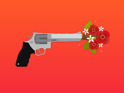 Bang Bang design firearm floral flower gun illustration shoot vector