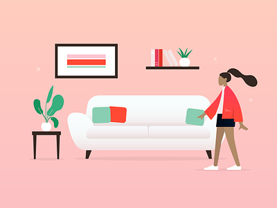 Living Room character couch design illustration interior living room minimalist plant vector