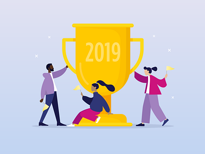 What You Need To Win In 2019 2019 business character design illustration new year success trophy vector win