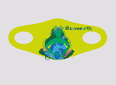 Mask " Save The earth " branding design flat graphic design icon illustration illustrator logo vector website