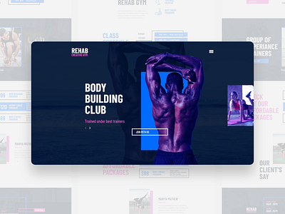 Fitness club website layout idea! blue branding design flat landing layout lettering slide ui ux web