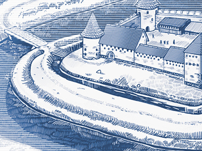 Castle blue castle illustration