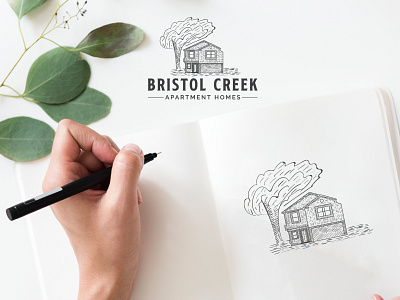 BRISTOL CREEK Hand Drawn Logo abstract logo branding icon illustration logo minimal sketch typography vector vintage logo