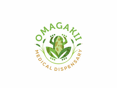 Omagakii Medical Dispensary cat tail frog leaf logo