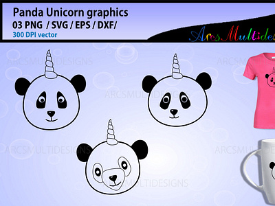 panda unicorn1 clipart graphics illustration panda panda bear panda face panda logo panda outline panda unicorn pandacorn printable silhouette unicorn panda